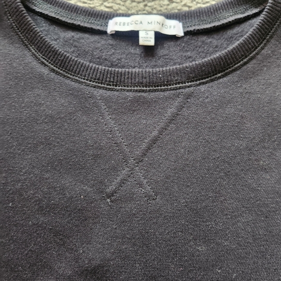 REBECCA MINKOFF Women's Janine Puff Sleeve Sweatshirt Small Black Quiet Luxury - Picture 5 of 12